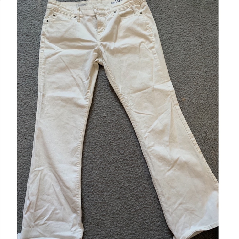 White flare pants